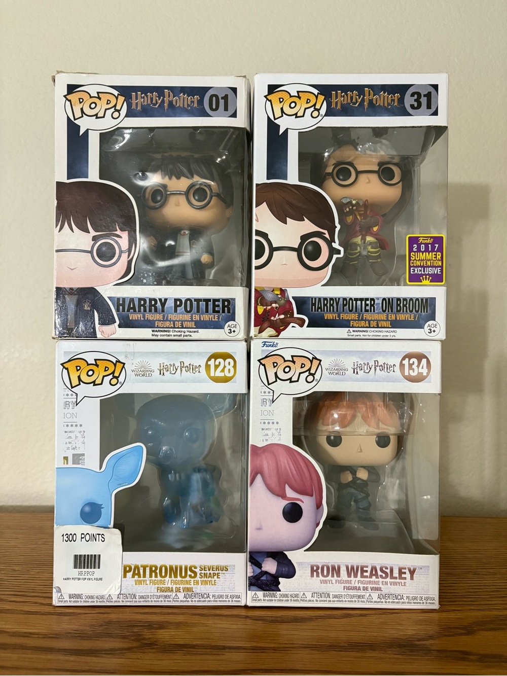 Harry Potter Funko Pop! Lot of 4 - Harry Broom Ron Patronus #01 #31 #128 #134